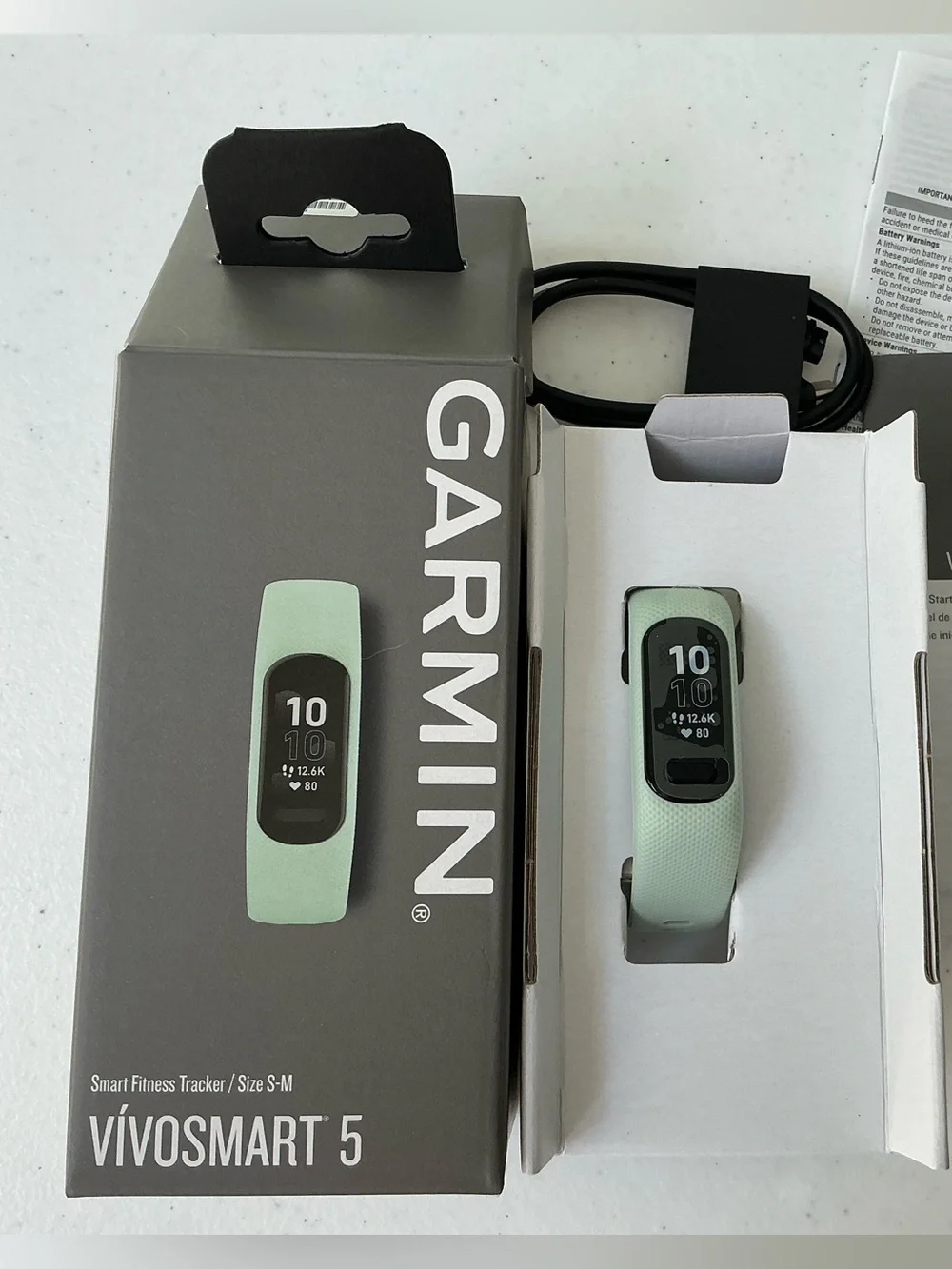 Garmin Vivosmart 5 Smart Fitness Tracker New Open Box Cool Mint Sz S/M